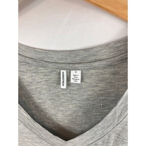 Nordstrom Heather Grey V Neck Long Sleeve Shirt S - Picture 3 of 5